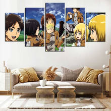 Ataque mangá gigante japonês anime 5 painel de arte da lona pop estilo nórdico modular moderno bar crianças quarto decoração cartaz 2024 - compre barato