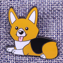 Broche de esmalte para cachorro corgi em desenho animado 2024 - compre barato