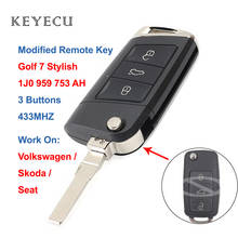 Keyecu 3 Buttons New Golf 7 Stylish Remote Car Key 433Mhz 1J0 959 753 AH for Volkswagen for Seat for Skoda 1J0959753AH 2024 - buy cheap