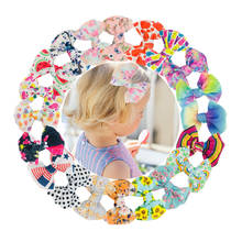 50Pcs/Lot Large 5 Inch Seersucker Waffle Fabric Hair Bows Kids Girls PrintingTop Knot Hairpins Children Headwear Accessories 2024 - buy cheap