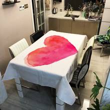 LOVE Heart Pink Rectangular Tablecloth Cute lovely Mariage Wedding Decoration Linen Dining Table Cover Home Tablecloths 2024 - buy cheap