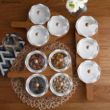Caja de cerámica para dulces, plato de fruta, frutos secos, marco de madera de bambú, cubierta de vidrio, plato de postre, suministros de mesa creativos nórdicos 2024 - compra barato