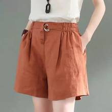 Lihormiyue-pantalones cortos de lino blanco para mujer, Shorts holgados de pierna ancha, informales, para correr, K1227 2024 - compra barato