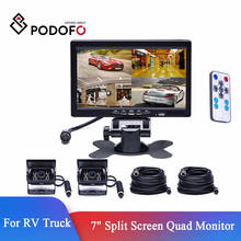 Podofo 7" Inch 4 Split Screen Car Monitor Headrest monitor 4 Channels input Use for Truck Bus Motorhome+Front/Rear View camera 2024 - buy cheap
