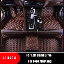 Alfombrillas de cuero para Interior de coche Ford Mustang, accesorios de estilismo para automóvil, 2011, 2012, 2013, 2014 2024 - compra barato