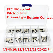 50pcs FFC FPC connector 0.5mm 4/6/8/10/12/14/16/18/20/22 Pin Drawer Type Bottom Contact Flat Cable Connector Socket Sets 2024 - buy cheap