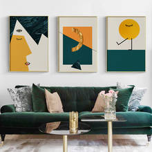 Pósteres abstractos en amarillo y verde para sala de estar, pintura en lienzo moderna de medio despertar, imágenes artísticas de pared minimalistas para dormitorio y pasillo 2024 - compra barato