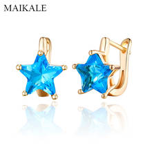 MAIKALE Trendy Five-pointed Star Earrings Pentagram Colorful Cubic Zirconia Stud Earrings for Women Jewelry Fashion Accessories 2024 - buy cheap