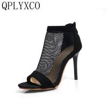 QPLYXCO Big size 34-48 Summer Sandals cool boots Women Sexy zip High Heels10CM wedding Party shoes woman zapatos de mujer 8741 2024 - buy cheap