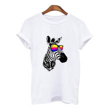 Camiseta con estampado de cebra para mujer, remera Harajuku de los años 90, playera de manga corta con cuello redondo para mujer 2024 - compra barato