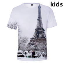 Футболка детская с 3d принтом «Французский Париж Эйфелева башня» на возраст от 3 до 14 лет 2024 - купить недорого