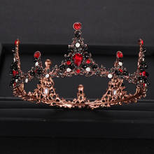 Vintage redondo rojo negro cristal reina corona para boda tiara diadema accesorios para el cabello diadema nupcial diadema tiara joyería 2024 - compra barato