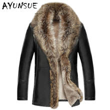 Ayunsure-Chaqueta de invierno de piel sintética para hombre, chaqueta gruesa de Cuello de piel de mapache, de talla grande, HJ509 2024 - compra barato