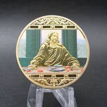 2021 New Jesus Christ Religion Last Supper With Diamond Gold Silver Corlorful Commemorative Coin Christian Bible Collection Gift 2024 - buy cheap