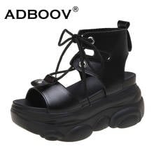 ADBOOV High Top Wedge Sandals Women 8.5 CM Thick Sole Lace Up Sandals Female Bear Sole Platform Shoes Woman 2024 - buy cheap