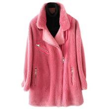 Real Wool Fur Coat Jacket  Autumn Winter Women Outerwear Coats LF9088 2024 - buy cheap
