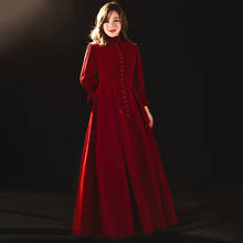 Evening Dresses High Neck Ruched Full Sleeves Burgundy Ankle-length Elegant Women Party Dress Simple Plus Size Formal Gowns D404 2024 - купить недорого
