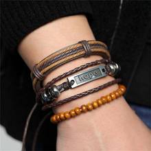 IFMIA Fashion Multilayer Men Beaded Leather Bracelets Set Vintage Engraving Hope Infinity Braided Bracelets Bangles Male Jewelry 2024 - buy cheap