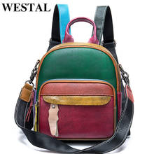 WESTAL Small Women's Backpack Genuine Leather School Bag for Teenager Girls Patchwork Daypack Mini Backpack Women Back Bag 049 2024 - buy cheap