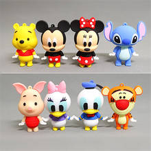 8pcs 7cm Disney Figure Dolls Mickey Mouse Stitch Donald Winnie The Pooh PVC Mickey Minnie Mouse Kids Cake Decoration Toy Gift 2024 - buy cheap