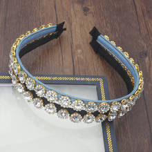 Korean Fashion Jeweled Hair Band Accessories Shiny Clear Full Crystal Stone Blue Hairband Rhinestone Headbands For Women Wedding 2024 - buy cheap