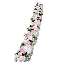 Arranjo de flores artificiais de luxo, 1m/2m, decoração para festa, arco de casamento, pano de fundo, flor rosa, peônia, mix de hortências 2024 - compre barato