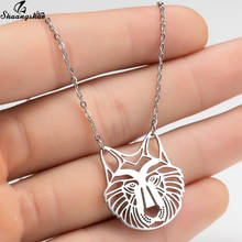 Shuangshuo Stainless Steel Animal Wolf Necklace for Women Men Punk Origami Animals Pendants Jewelry Chain Men Bijoux Gifts 2024 - buy cheap