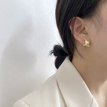 WTLTC Trendy Asymmetric Hammered Stud Earrings for Women Minimalist Metal Big Earrings Studs Four-pointed Star Post Earrings 2024 - buy cheap