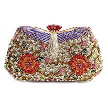 XIYUAN Women Flower Hollow Out Crystal Rhinestone Evening Clutch Bag Wedding Bridal Metal Handbag Clutches evening bags clutch 2024 - buy cheap