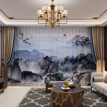 Горы пейзаж китайский стиль 3D индивидуальные фото шторы натуральная драпировка панель отвесный тюль шторы для гостиной спальни 2024 - купить недорого
