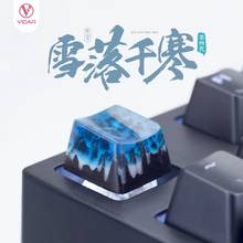 1pc Customized Handmade Resin Ebony Key Cap Mechanical Keyboard Backlit Resin Mixed With Solid Wood Keycap OEM R4 Height 2024 - buy cheap