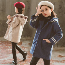 Abrigos de lana para niñas, Chaqueta larga de moda, abrigo cálido con capucha, ropa para niños de 4 a 13 años, Invierno 2024 - compra barato