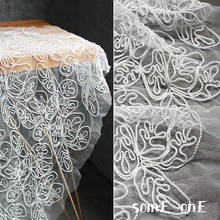 White Mesh Tulle Fabric Flower Patterns DIY Patchwork Decor Fluffy Skirt Gown Wedding Dress Designer Fabric 2024 - buy cheap