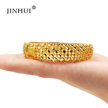 Jin Hui-brazaletes para boda de Color dorado para mujer, brazaletes abiertos para novia, regalos de joyería etíope/Francia/África/Dubái 2024 - compra barato