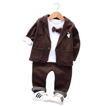 2020 New Spring Children Kids Tie Blazer Formal Cotton Gentleman Casual Boys Jackets T-Shirt Pants 3pcs/sets Infant Suit Clothes 2024 - buy cheap