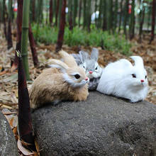 Mini conejo de peluche blanco realista, conejo de pascua, modelo de juguete, regalo de cumpleaños, 15CM 2024 - compra barato