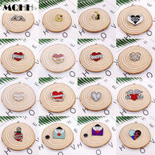 Broche esmaltado com espinhas de coração vermelho, rosa, desenho animado, flores, animal, gato, lua, asas, cantor, envelope, amor, broche, jóias para casal, presente 2024 - compre barato