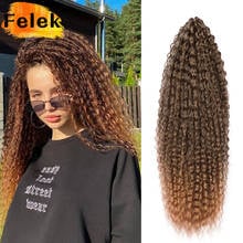 Pelo Largo y rizado de ganchillo para mujeres negras, trenzas Afro brasileñas de ganchillo, extensiones de cabello trenzado sintético, color marrón, Rubio 2024 - compra barato