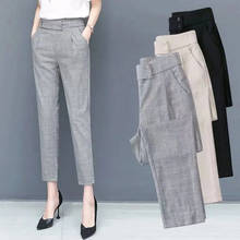 Tamanho grande 3xl verão harem calças femininas 2021 novo fino cintura alta terno calças coreano casual magro lápis 2024 - compre barato