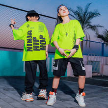 Ropa de Hip Hop para niños, sudadera verde de Jazz, traje de baile de Hip Hop holgado, pantalones negros, ropa de escenario para Festival y Rave 2024 - compra barato