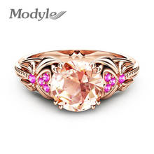 Модное женское кольцо Mostyle, уникальное красивое розовое золото, цвета шампань и розовый CZ камень, рождественские кольца для женщин 2024 - купить недорого