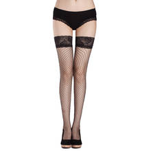 Sexy Women Fishnet Tights Stockings Lace Top Sheer Thigh High Stockings Nylon Mesh Stockings 2024 - buy cheap