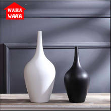 Vasos de cerâmica de flor chinês, enfeites de vaso de cerâmica para decoração da cor preta e branca, vasos torcidos com flor 2024 - compre barato