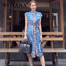 VITIANA-Vestido largo informal de oficina para mujer, ropa de fiesta sin mangas, color azul, para verano 2024 - compra barato