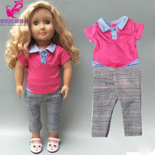 Ropa de muñeca para bebé, de 18 pulgadas camisa con pantalones a cuadros, ropa de muñecas americanas, conjunto informal, juguetes para muñecas 2024 - compra barato