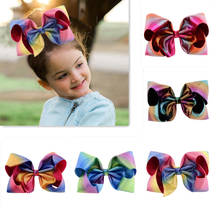 8" Jojo Siwa bows hair clip children's Europe and the United States popular sequins bow hairpins laser fabric headwear 2024 - buy cheap