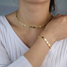 turkish evil eye bracelet necklace 2020 new gold color plain lucky evil eye charm link chain jewelry set 2024 - buy cheap