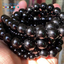 Piedras de ágata negra Natural, cuentas redondas sueltas para la fabricación de joyas de 4-12mm, accesorios para pulseras Diy de 15 ", venta al por mayor 2024 - compra barato