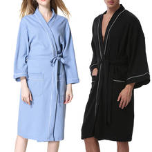Халат Witbuy с вафельным полотенцем, унисекс, ночная сорочка с карманом, однотонная хлопковая ночная рубашка, женская и Мужская одежда для сна, Ночная одежда, 2020 2024 - купить недорого