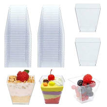 Одноразовые пластиковые стаканчики 50 шт., прозрачный трапециевидный контейнер для еды для желе, йогурта, муссов, десертов, выпечки, 60 мл 2024 - купить недорого